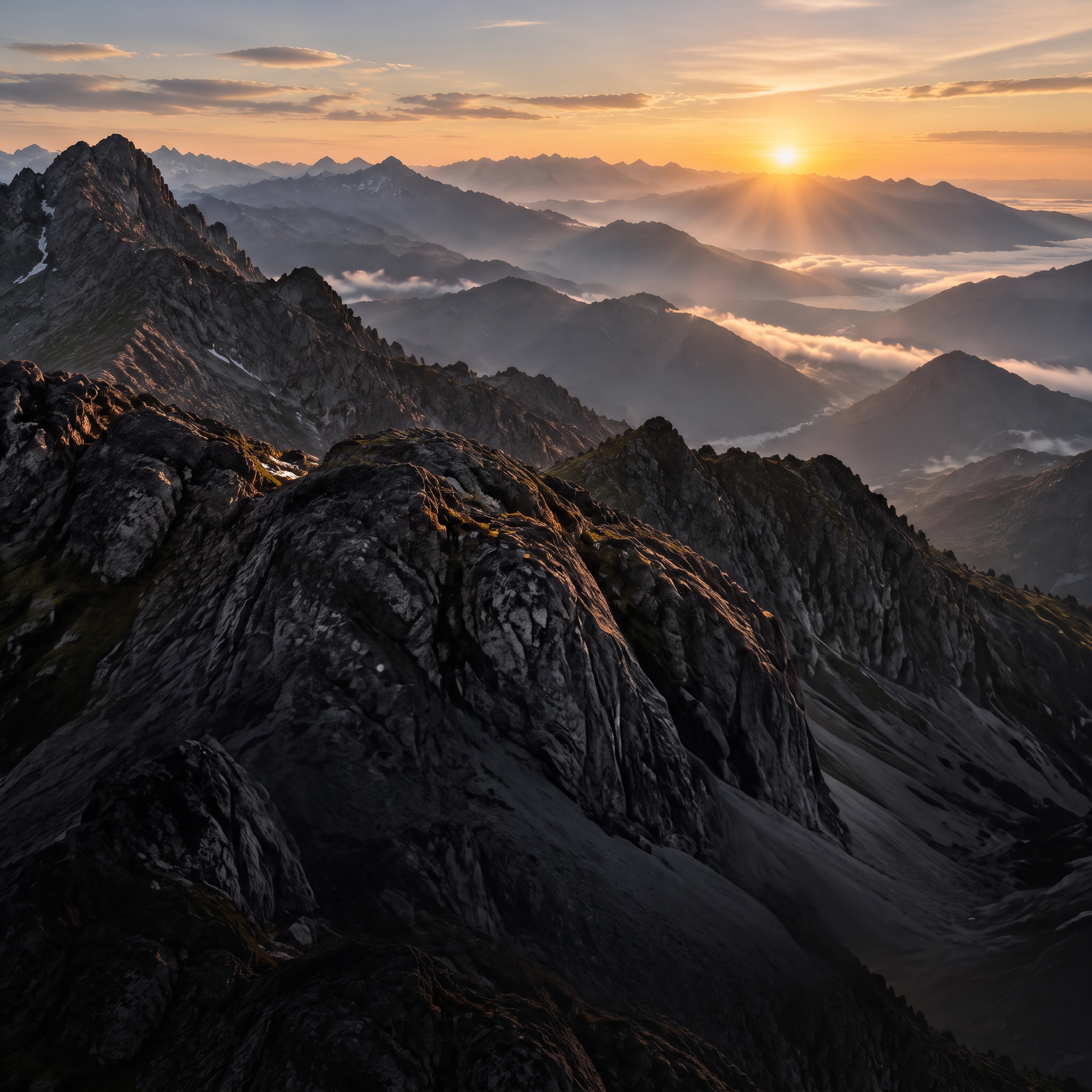 Mountain valley at dawn